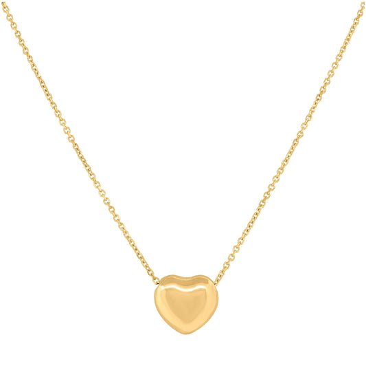 14K Yellow Gold Womens Polished Finish Heart Necklace Size 18 Inches