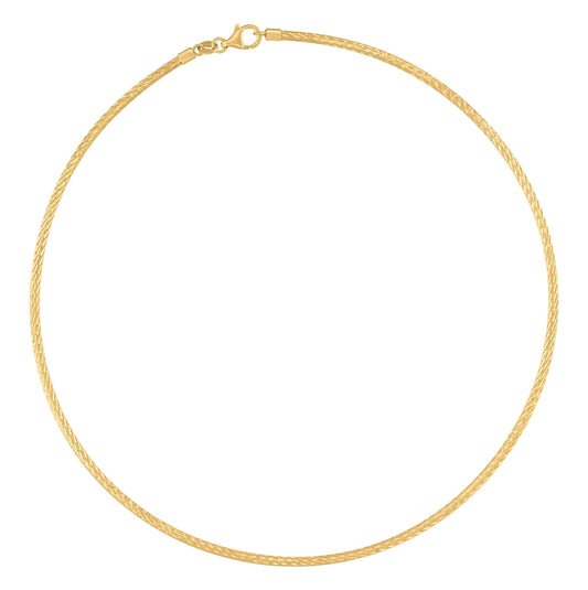 14K Yellow Gold Unisex Diamond-Cut Omega Necklace