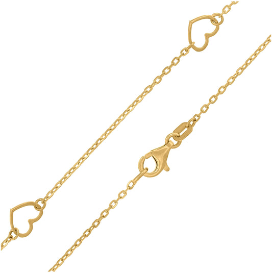 14K Yellow Gold Womens Polished Finish Heart Necklace Size 18 Inches