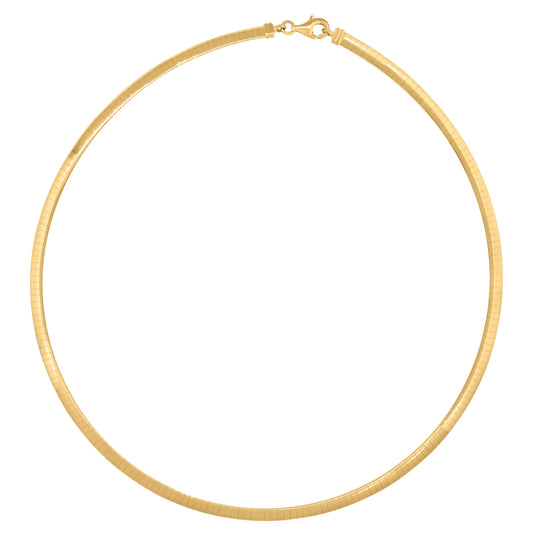 14K Yellow Gold Unisex Polished Finish Omega Necklace 4Mm