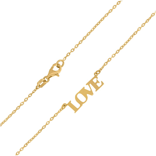 14K Yellow Gold Womens Polished Finish Love Necklace Size 18 Inches