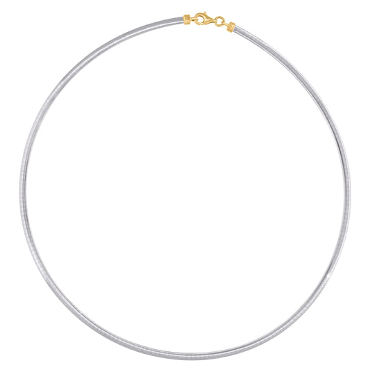 14K White Gold Womens Polished Finish Omega Necklace 3Mm
