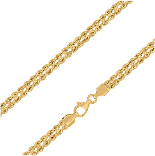 14K Yellow Gold Womens Polished Finish Double Rope Necklace Size 18 Inches