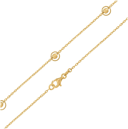 14K Yellow Gold Womens Polished Circle Beaded Necklace Size 18 Inches
