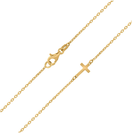 14K Yellow Gold Womens Polished Finish Cross Necklace Size 18 Inches