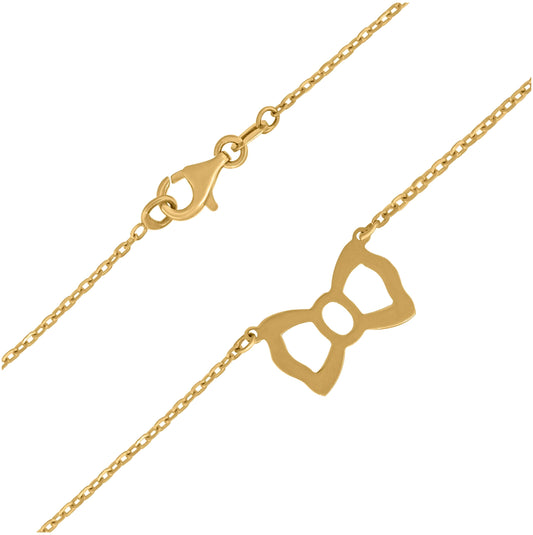 14K Yellow Gold Womens Polished Finish Ted Baker Bow Necklace Size 18 Inches
