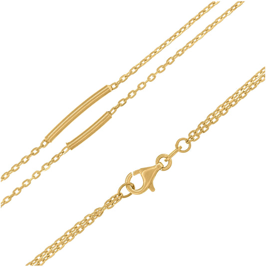 14K Yellow Gold Womens Polished Finish Double Bar Necklace Size 18 Inches