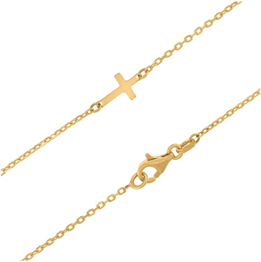 14K Yellow Gold Womens Polished Finish Cross Necklace Size 18 Inches