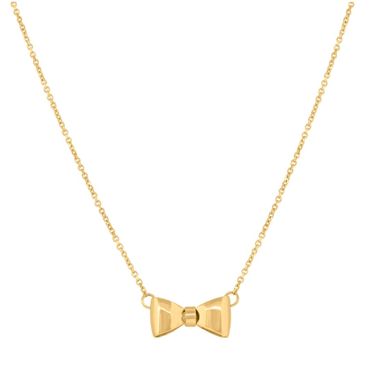14K Yellow Gold Womens Polished Finish Ted Baker Bow Necklace Size 18 Inches