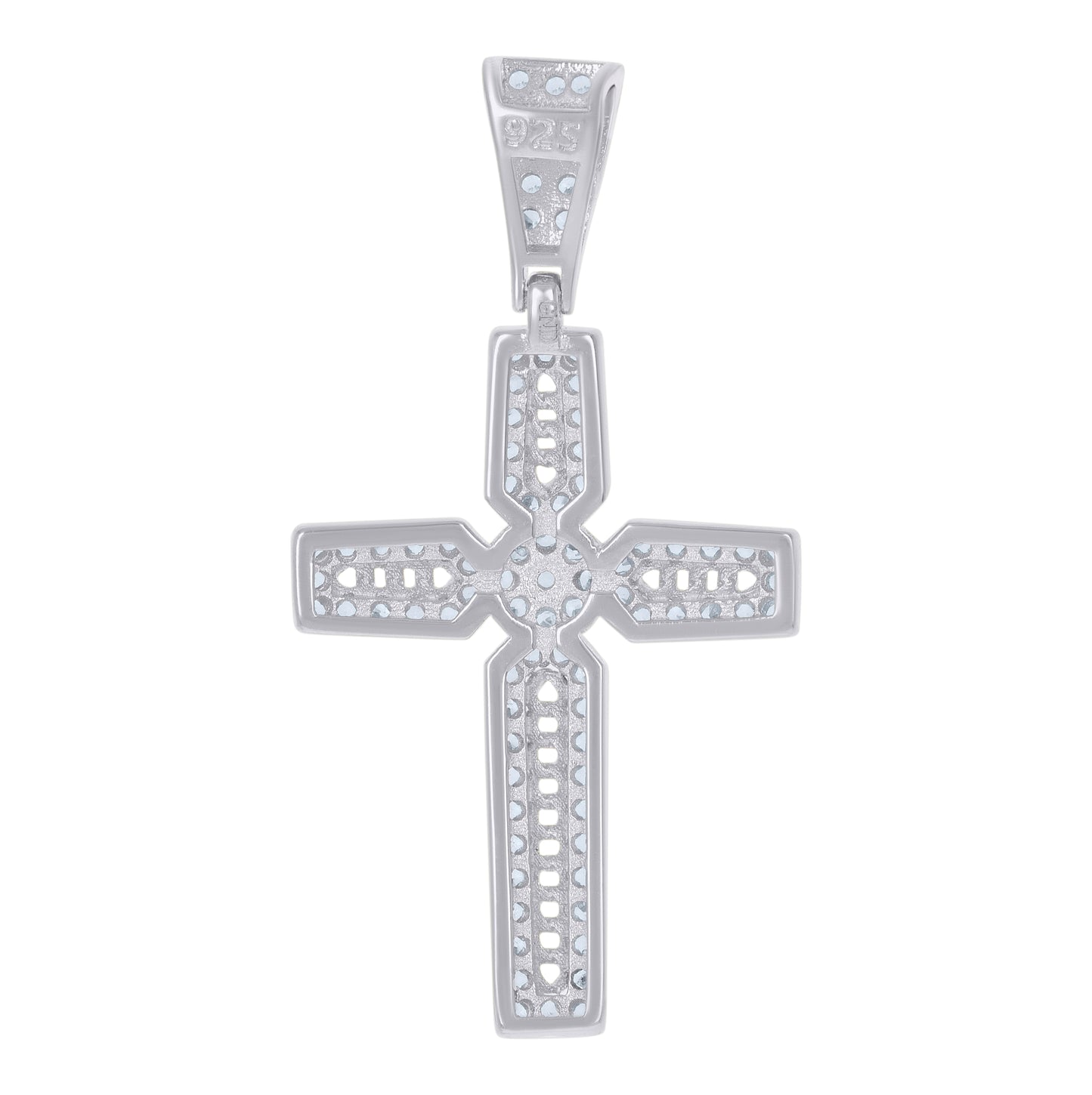 Sterling Silver Men Cubic-Zirconia Cross Religious Charm Pendant