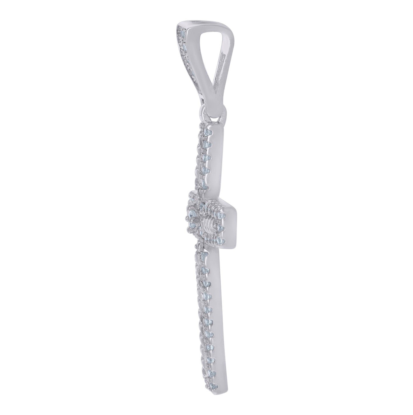 Sterling Silver Men Cubic-Zirconia Cross Religious Charm Pendant
