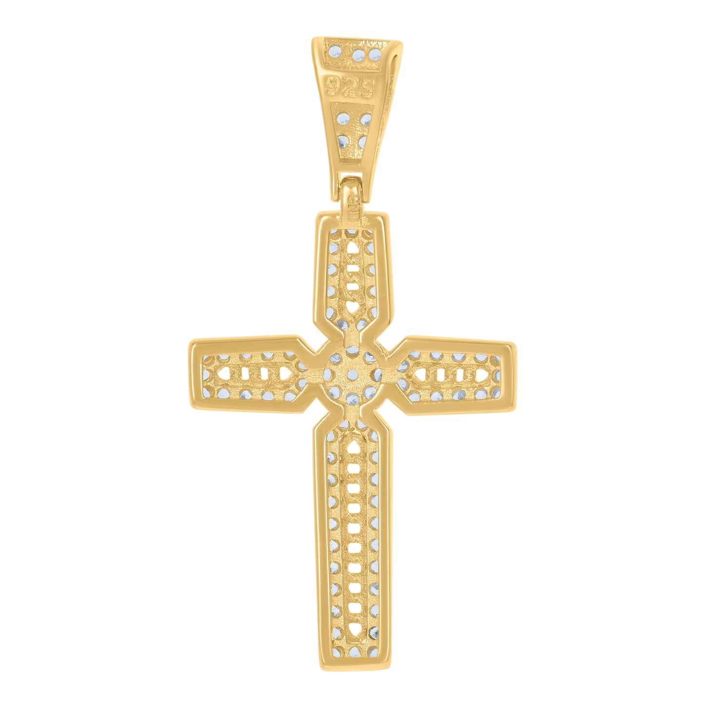 Sterling Silver Men Cubic-Zirconia Cross Religious Charm Pendant