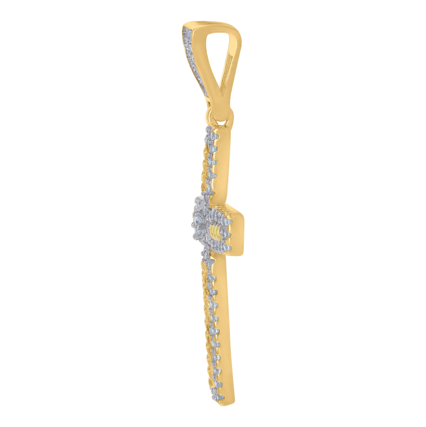 Sterling Silver Men Cubic-Zirconia Cross Religious Charm Pendant
