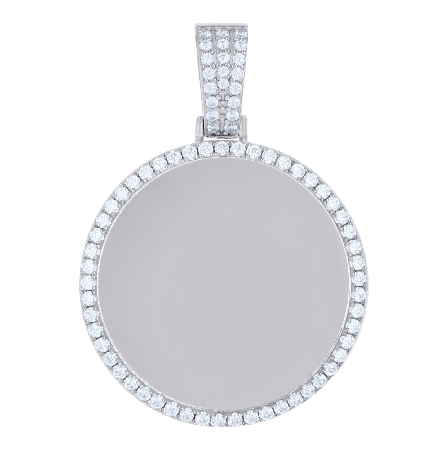 Sterling Silver Mens Cubic-Zirconia Picture Frame Charm Pendant