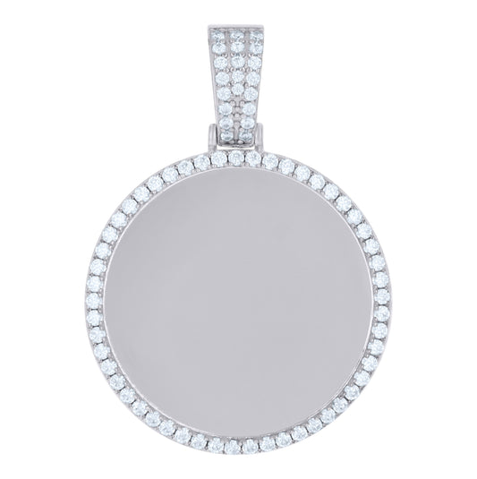 Sterling Silver Mens Cubic-Zirconia Picture Frame Charm Pendant