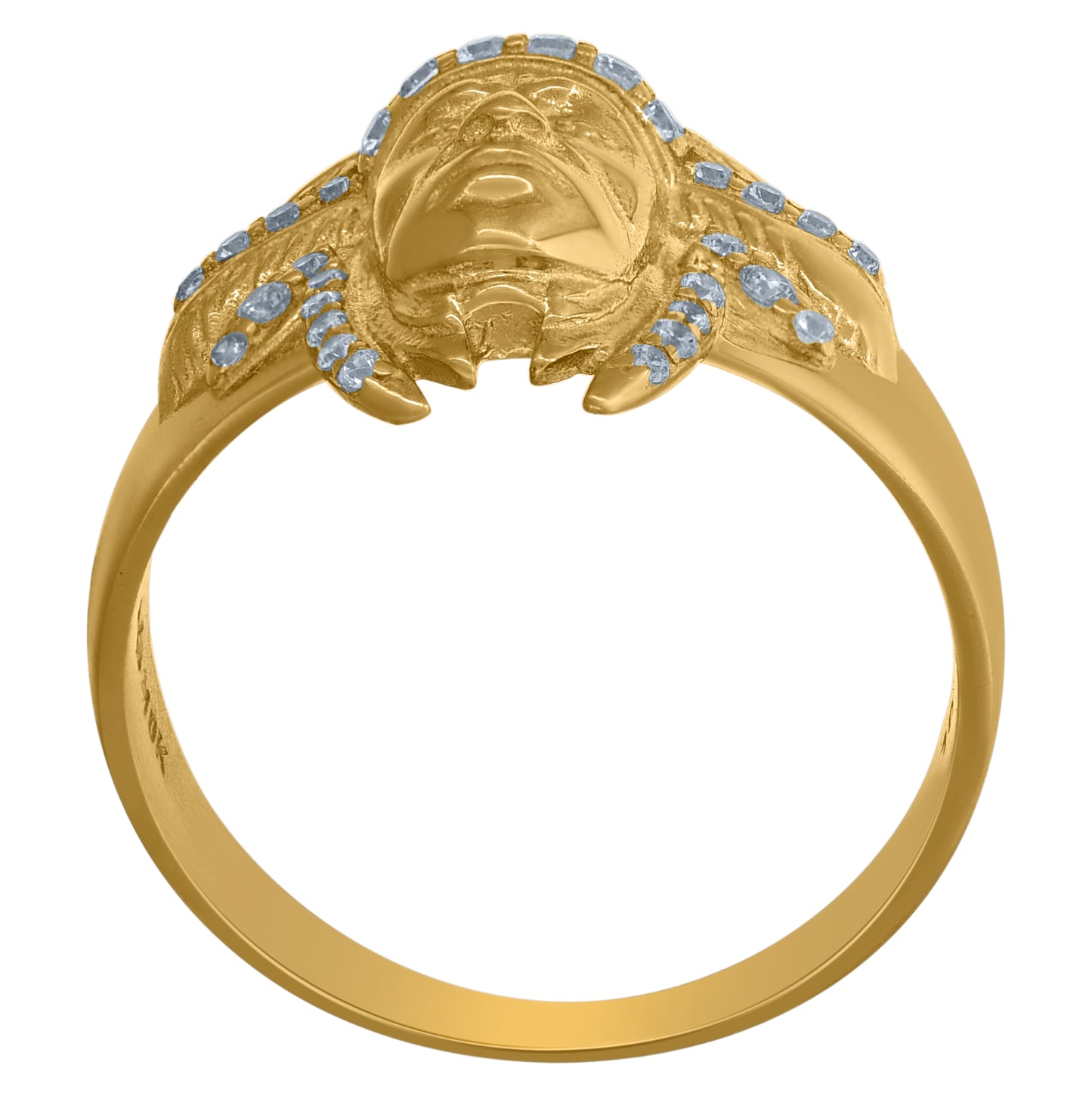 10K Yellow Gold Mens Cubic Zirconia Indian Chief Head Band Ring