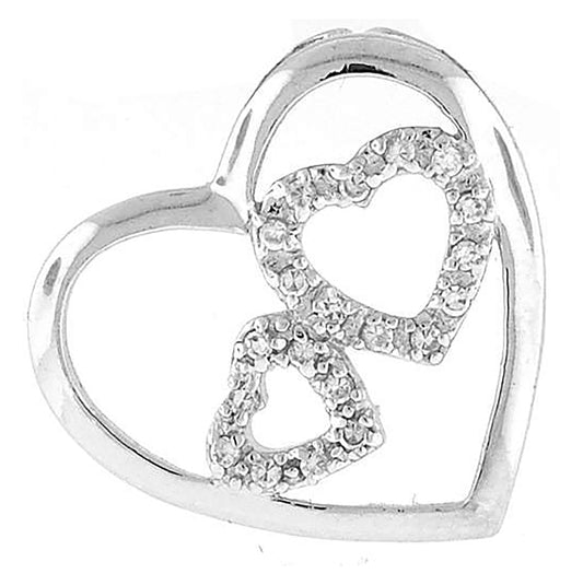 Sterling Silver Womens Cubic Zirconia Heart Charm Pendant
