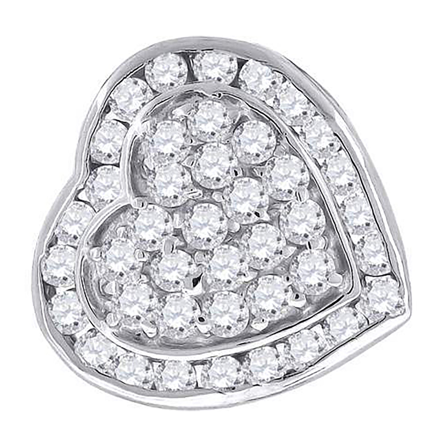 Sterling Silver Womens Cubic Zirconia Heart Charm Pendant