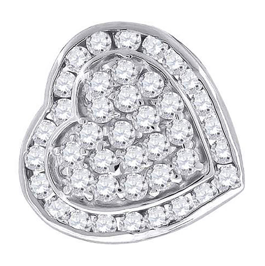 Sterling Silver Womens Cubic Zirconia Heart Charm Pendant