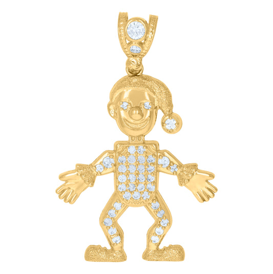 10K Yellow Gold Mens Cubic-Zirconia Joker Fashion Charm Pendant