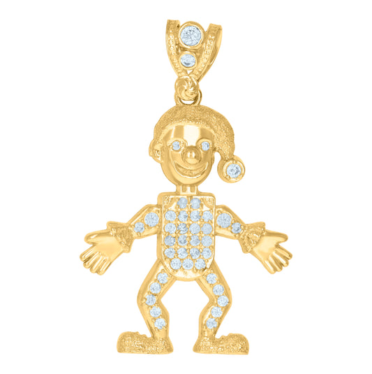10K Yellow Gold Mens Cubic-Zirconia Joker Fashion Charm Pendant
