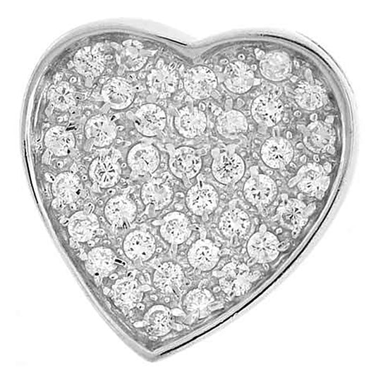 Sterling Silver Womens Cubic Zirconia Heart Charm Pendant