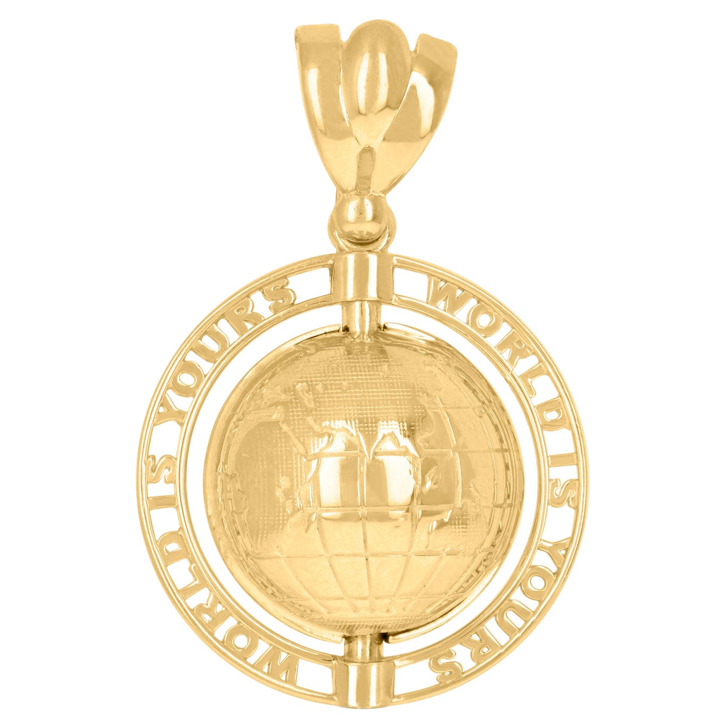 10K Yellow Gold Mens Globe Charm Pendant