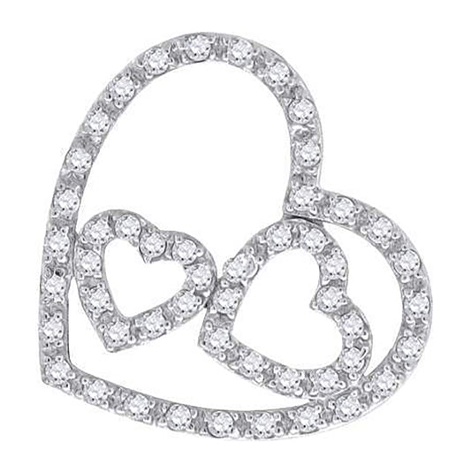 Sterling Silver Womens Cubic Zirconia Heart Triple Charm Pendant