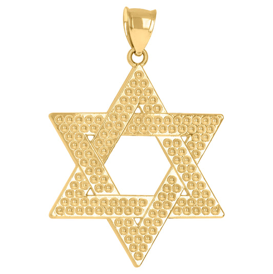 10K Yellow Gold Mens Star Of David Religious Symbol Charm Pendant