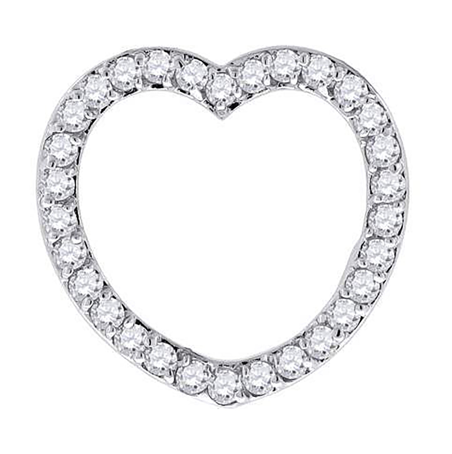 Sterling Silver Womens Cubic Zirconia Heart Charm Pendant