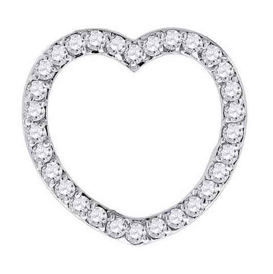 Sterling Silver Womens Cubic Zirconia Heart Charm Pendant