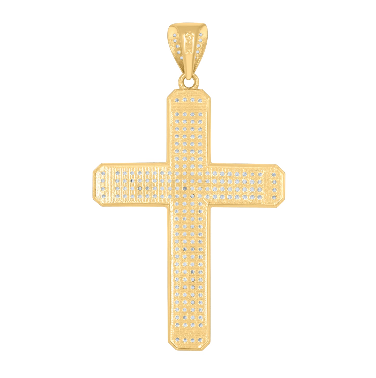 10K Yellow Gold Unisex Cubic Zirconia Diamond-Cut Cross Religious Charm Pendant