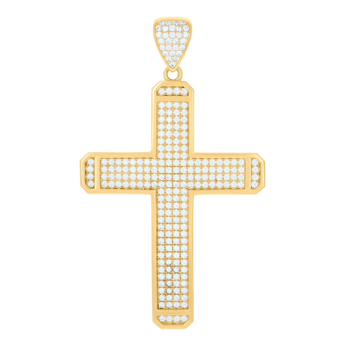 10K Yellow Gold Unisex Cubic Zirconia Diamond-Cut Cross Religious Charm Pendant