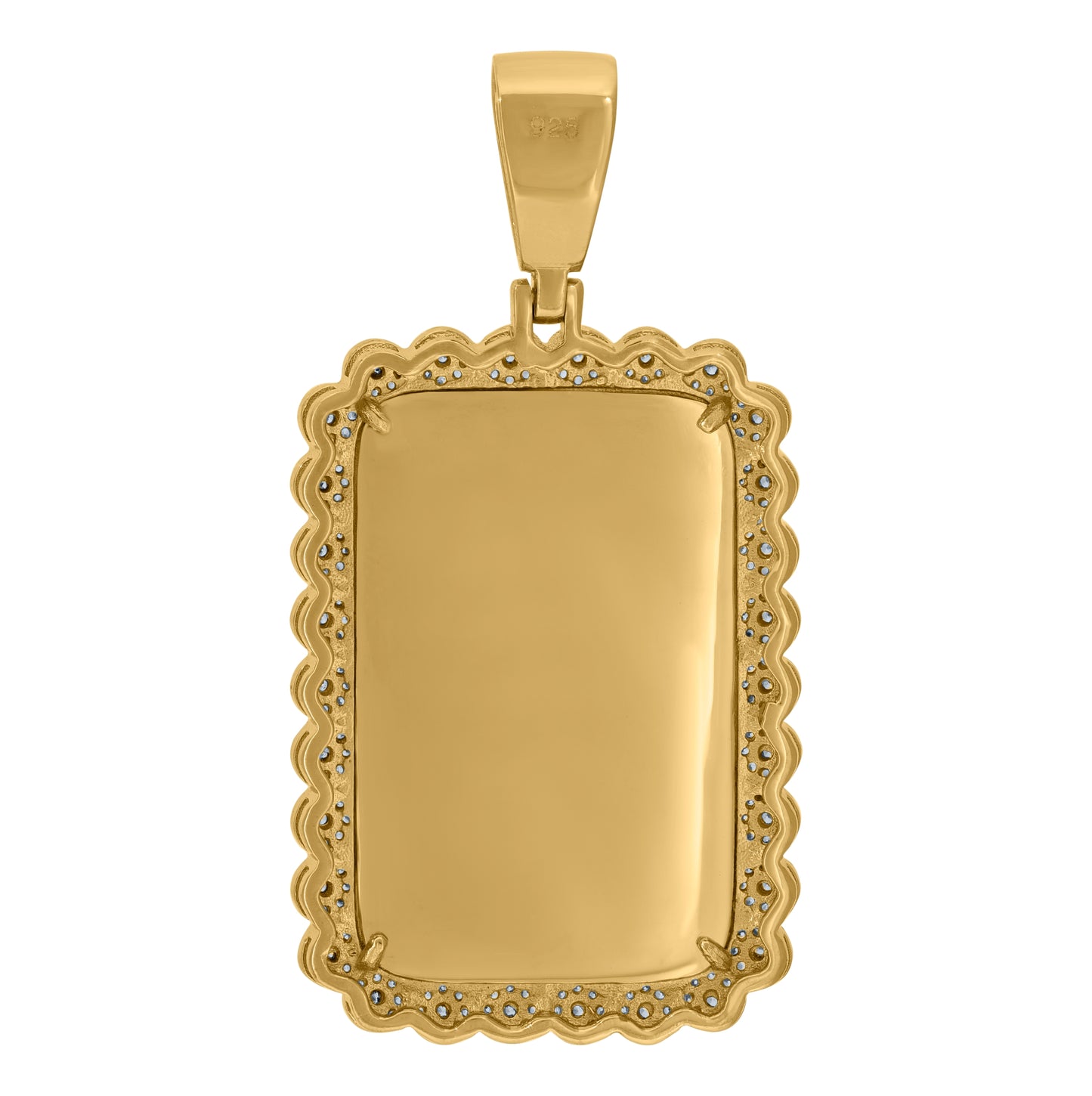 Sterling Silver Mens Cubic-Zirconia Dog Tag Fashion Charm Pendant