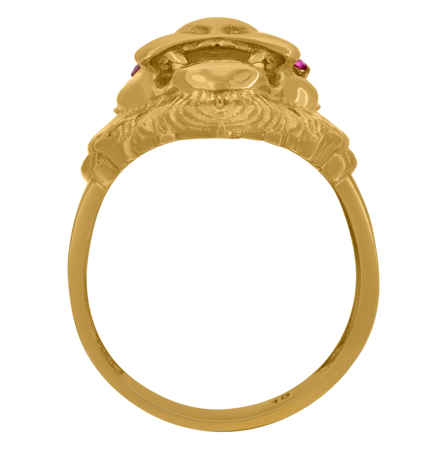 10K Yellow Gold Mens Purple White Marquise Round Cubic-Zirconia Head Leo/Lion Animal Zodiac Sign/Wildlife Ring