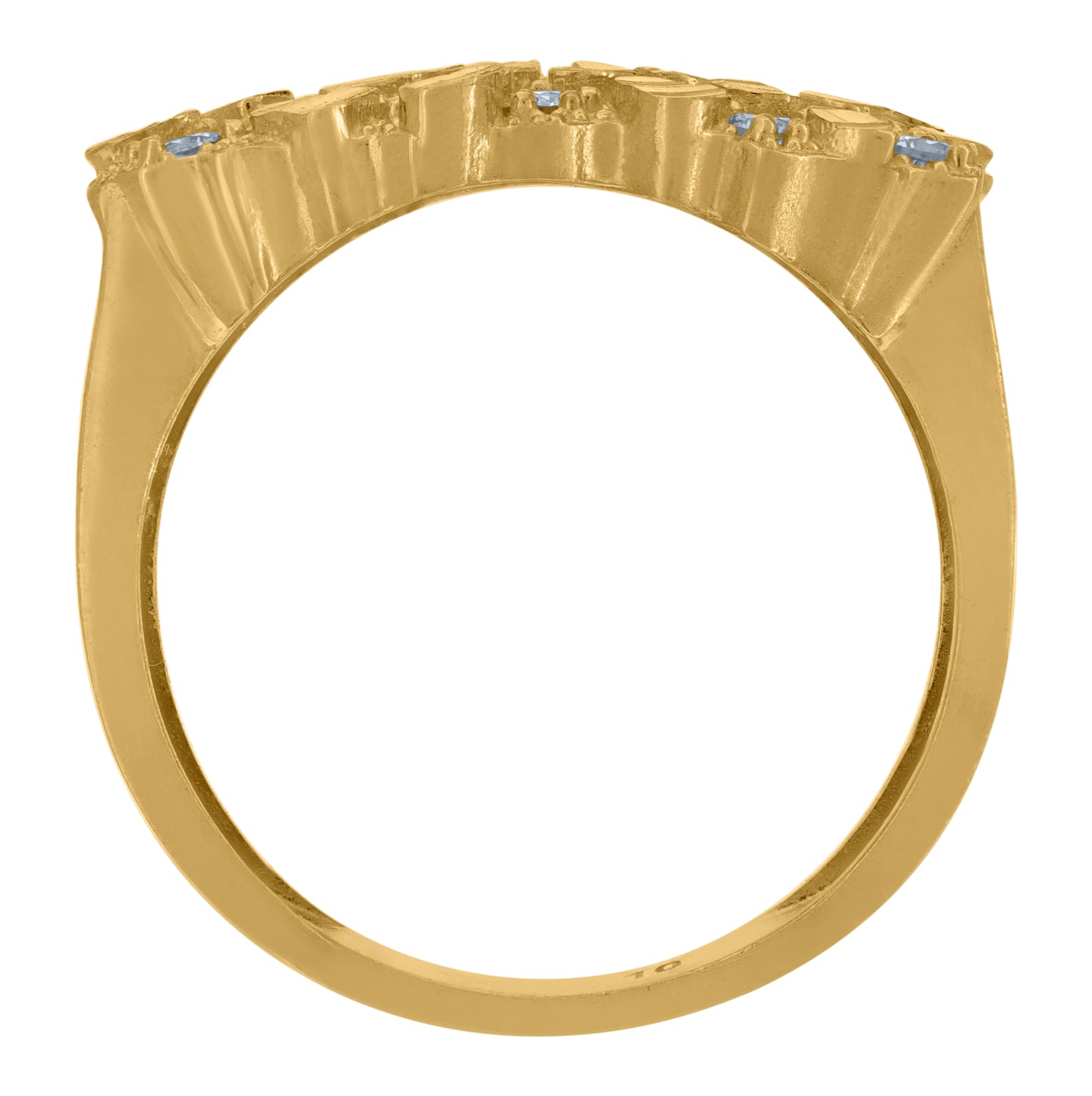 10K Yellow Gold Mens Cubic Zirconia Nugget Fashion Ring