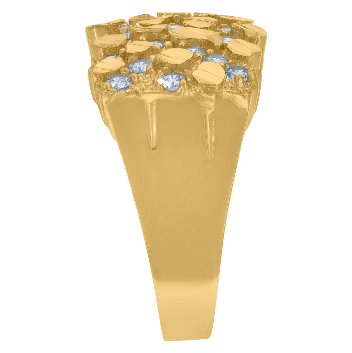 10K Yellow Gold Mens Cubic Zirconia Nugget Fashion Ring