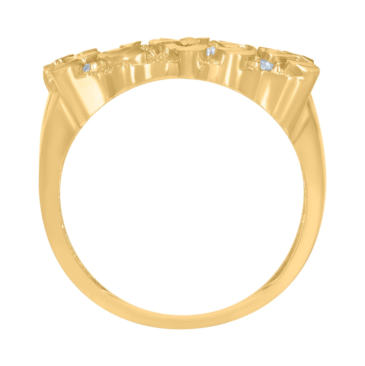 10K Yellow Gold Mens Cubic Zirconia Nugget Fashion Ring