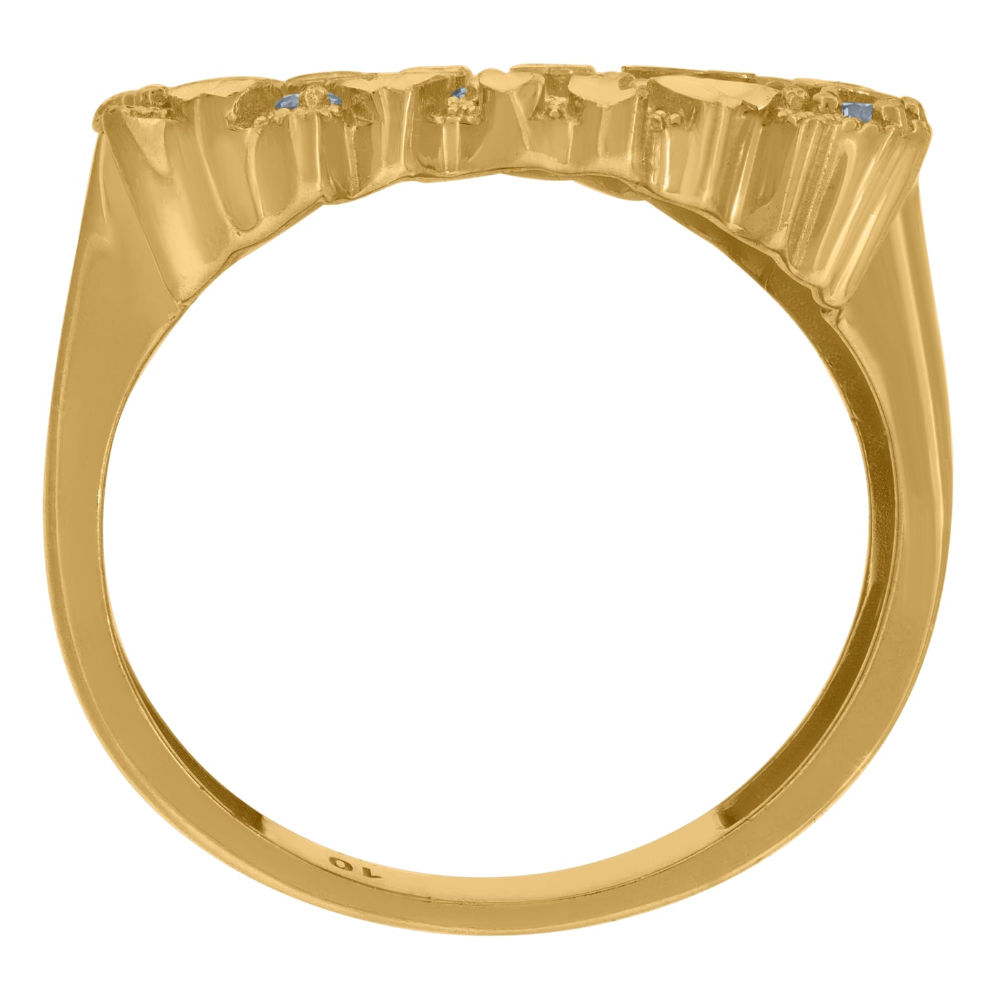 10K Yellow Gold Mens Cubic-Zirconia Nugget Fashion Ring