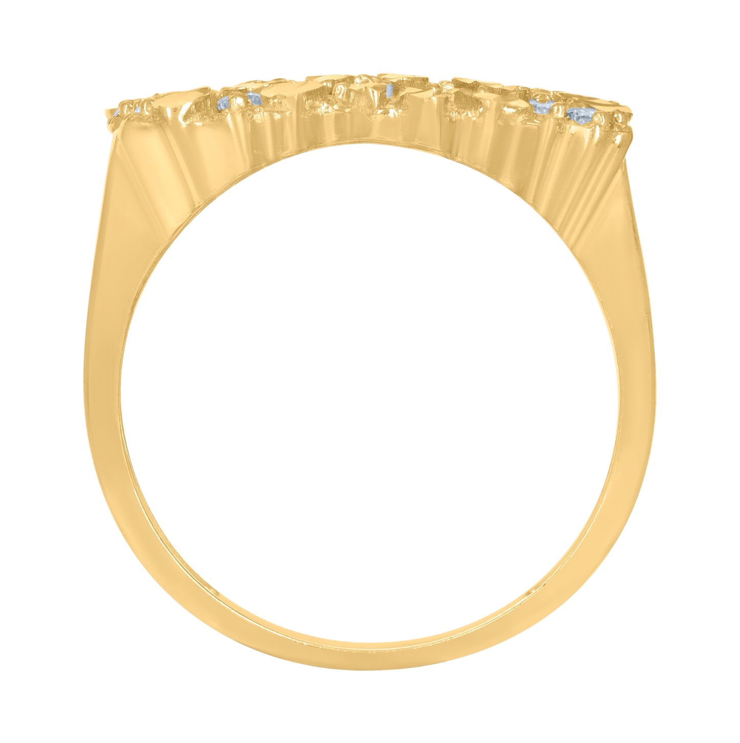 10K Yellow Gold Mens Cubic-Zirconia Nugget Fashion Ring