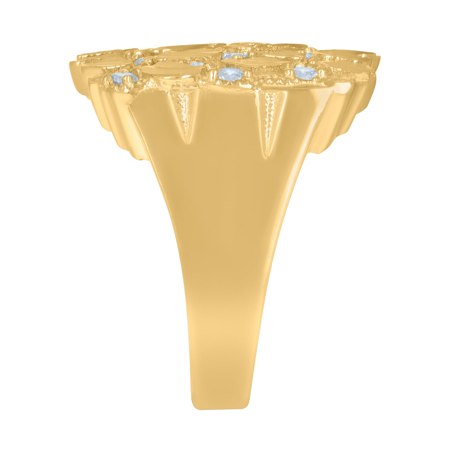 10K Yellow Gold Mens Cubic-Zirconia Nugget Fashion Ring