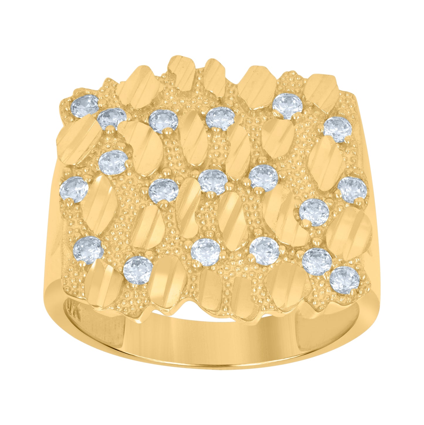 10K Yellow Gold Mens Cubic-Zirconia Nugget Fashion Ring
