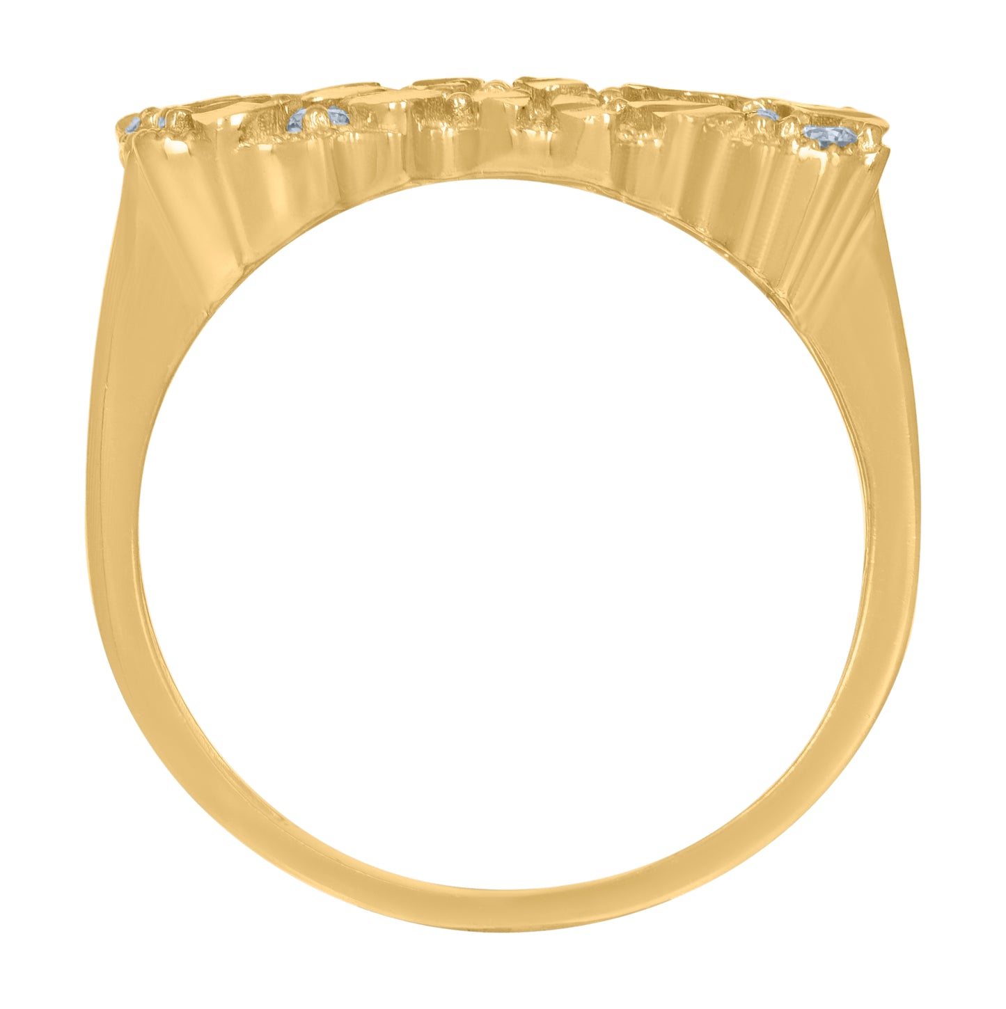 10K Yellow Gold Mens Cubic-Zirconia Nugget Fashion Ring