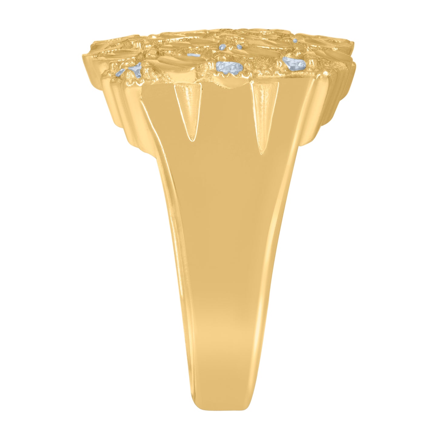 10K Yellow Gold Mens Cubic-Zirconia Nugget Fashion Ring