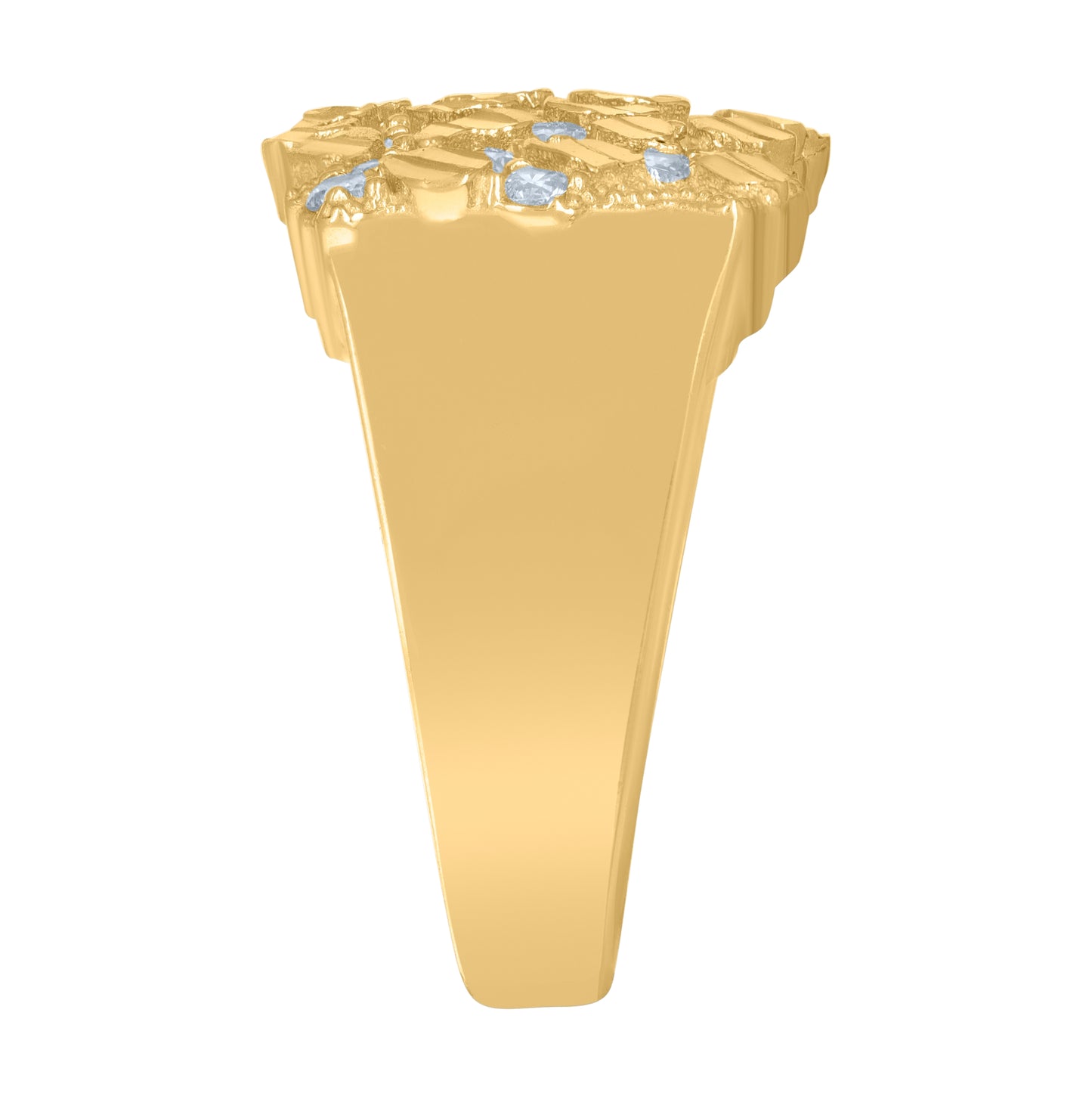 10K Yellow Gold Mens Cubic Zirconia Nugget Fashion Ring