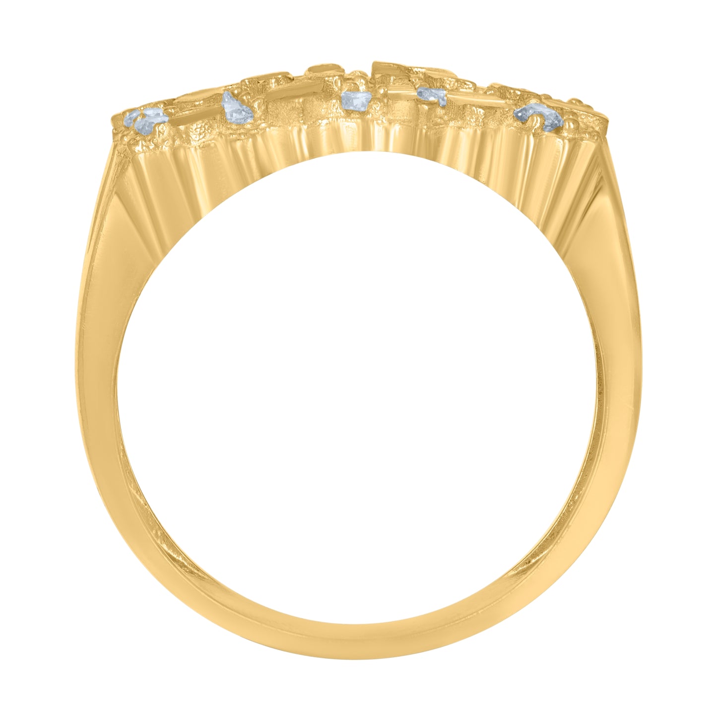10K Yellow Gold Mens Cubic-Zirconia Nugget Fashion Ring