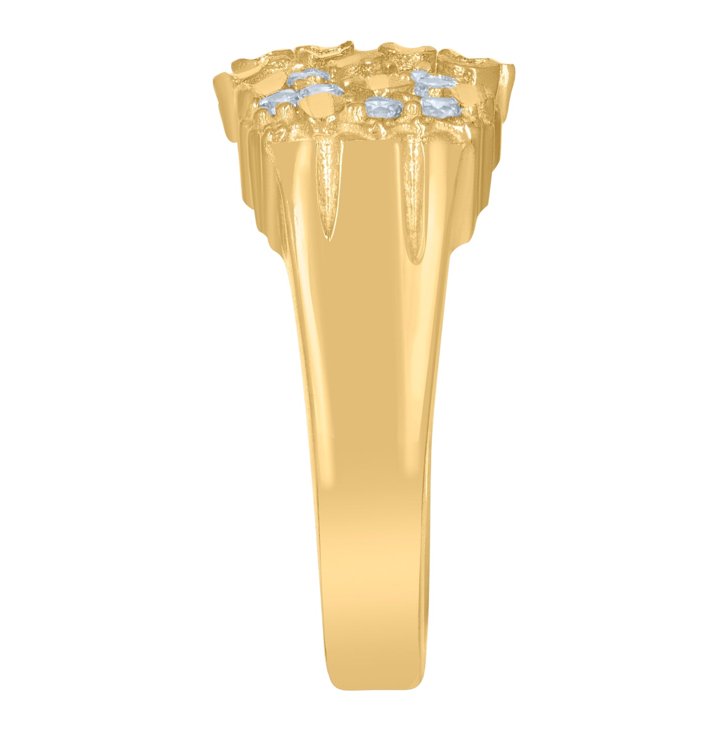 10K Yellow Gold Mens Cubic-Zirconia Nugget Fashion Ring