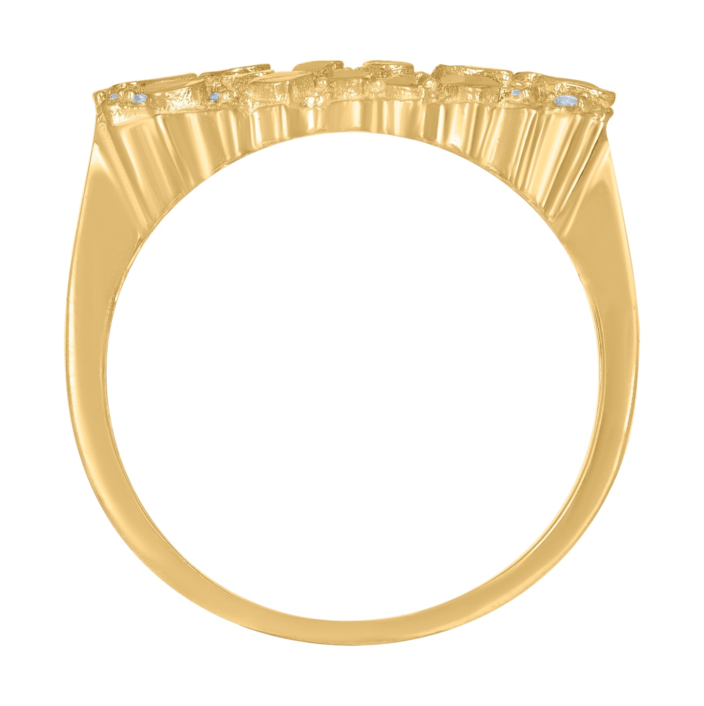 10K Yellow Gold Mens Cubic-Zirconia Nugget Fashion Ring