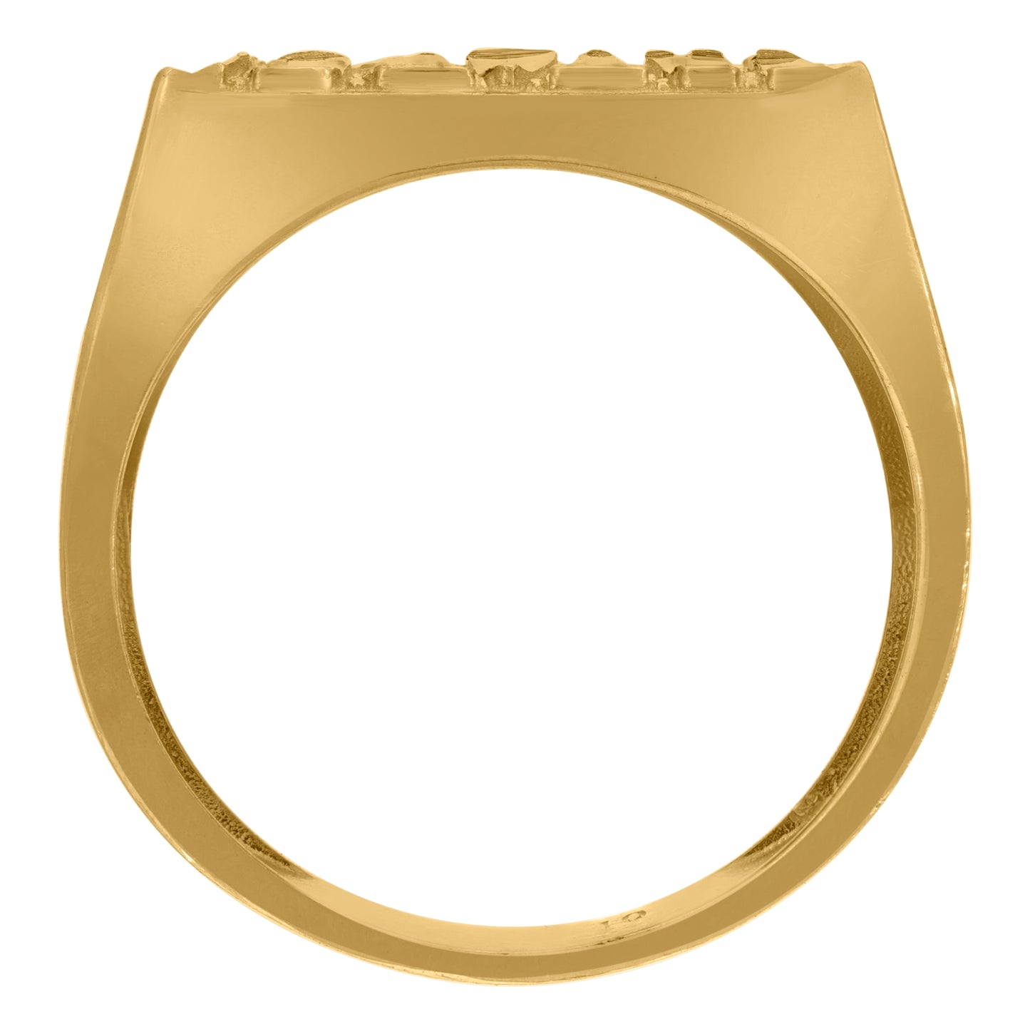 10K Yellow Gold Mens Cubic Zirconia Square Head Nugget Fashion Ring
