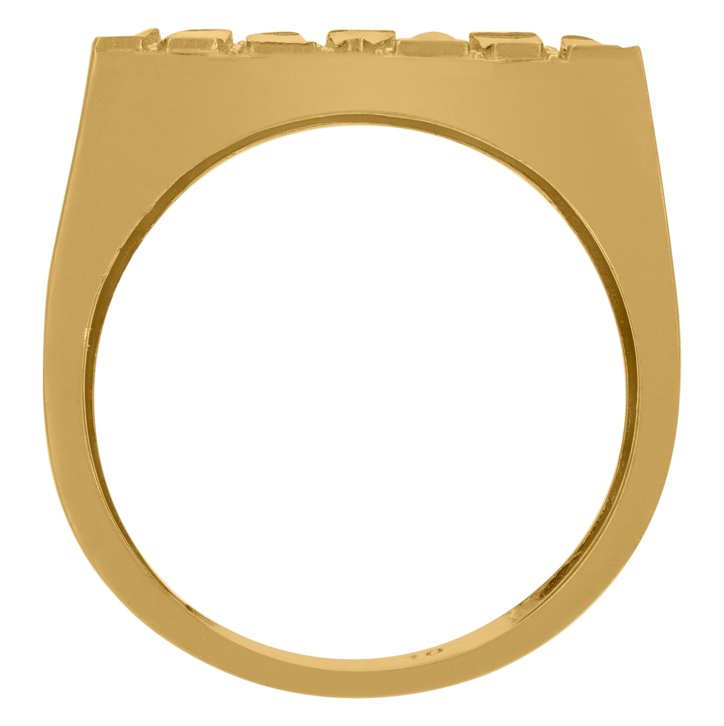 10K Yellow Gold Mens Cubic Zirconia Square Head Nugget Fashion Ring